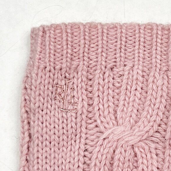 Y2K Vintage Lauren Ralph Lauren Lambswool Angora Cable Knit Gloves Pink NWOT - Picture 3 of 8